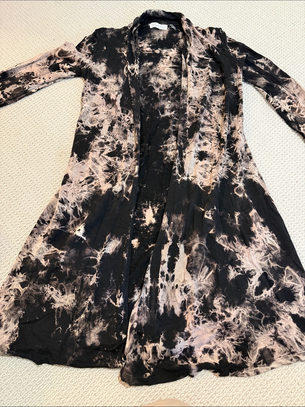 Tie-Dye Long Sleeve Cardigan - Black & Blush
